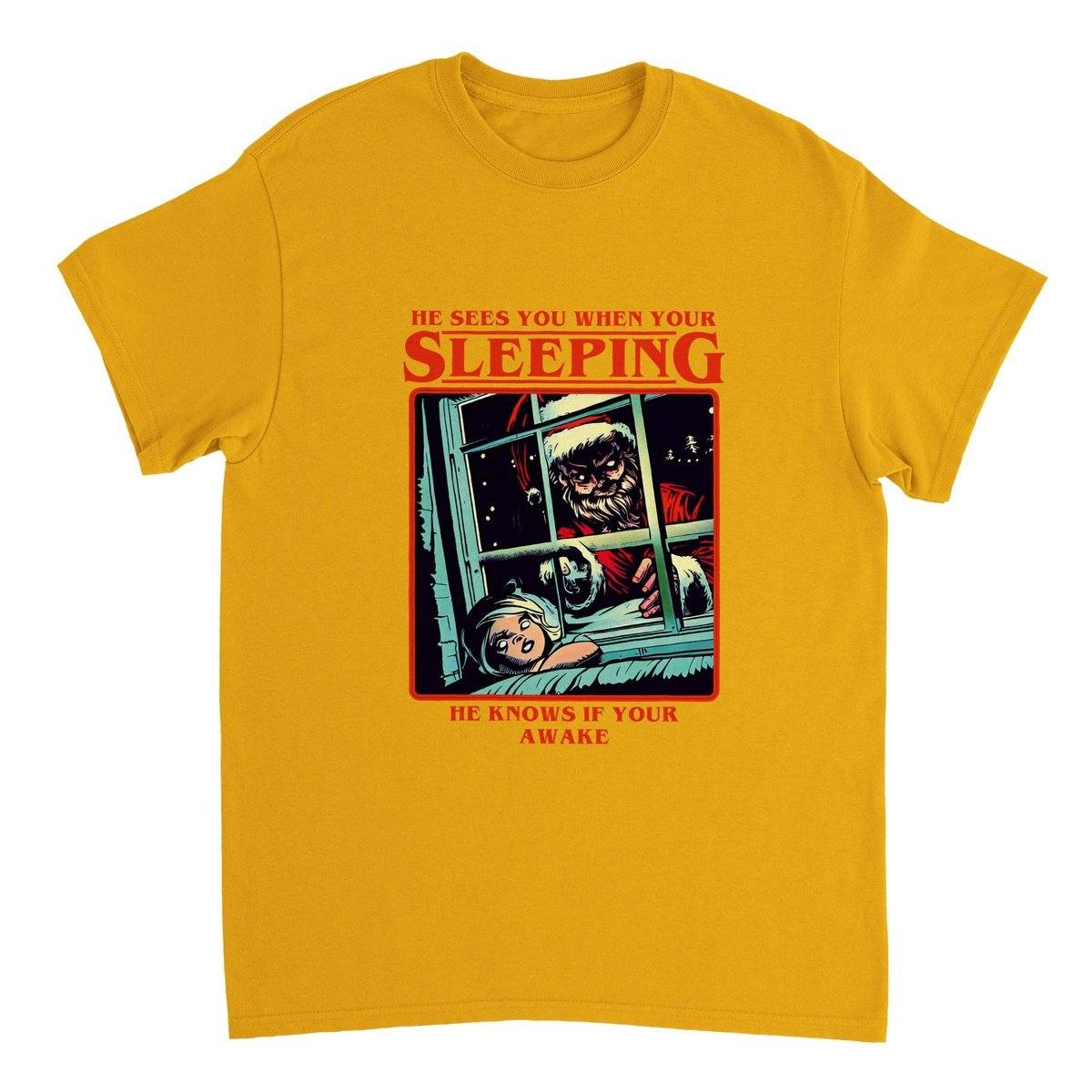 He Sees You When Your Sleeping T-Shirt Australia Online Color Gold / S