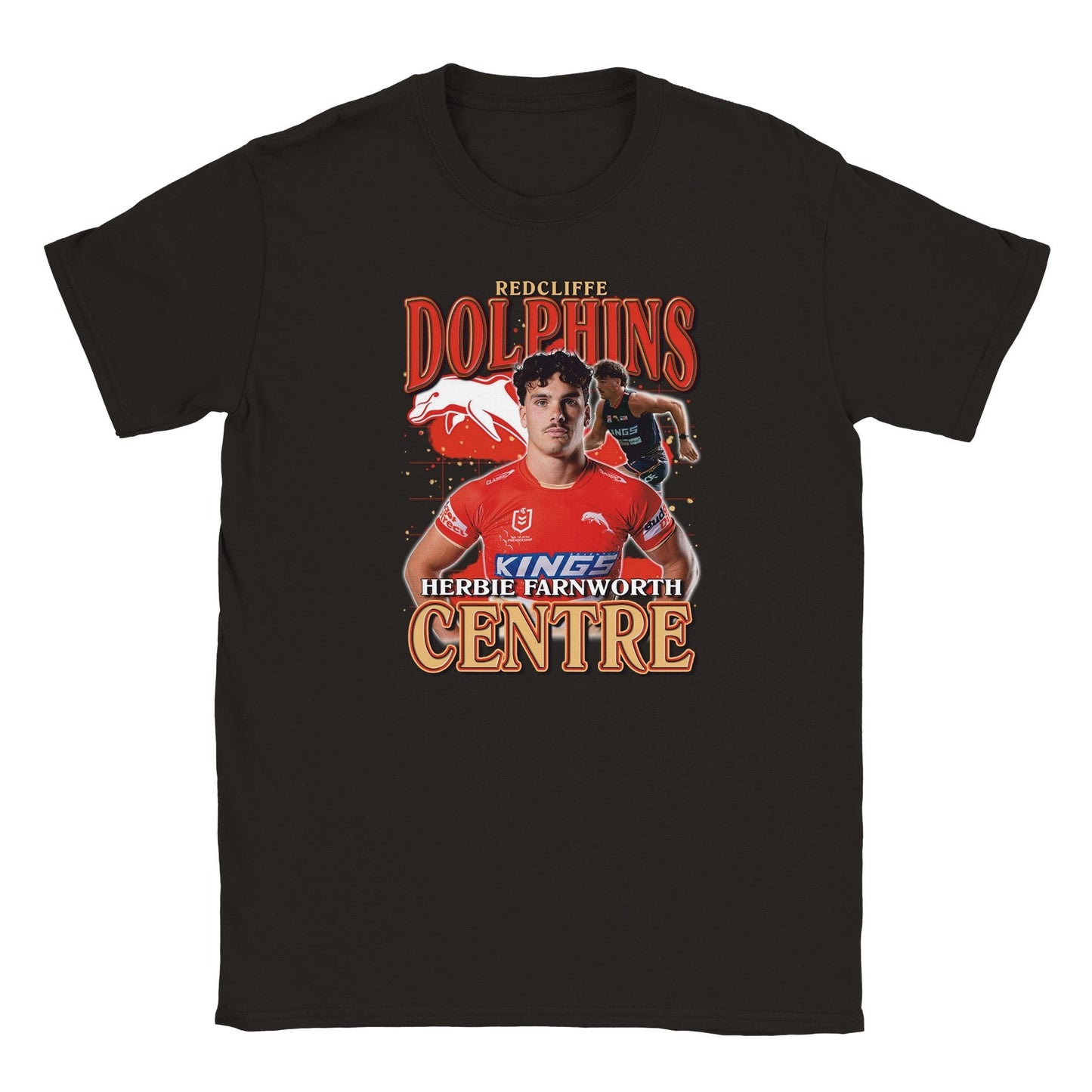 Herbie Farnworth Recliffe Dolphins Kids T-Shirt Graphic Tee Australia Online Black / S