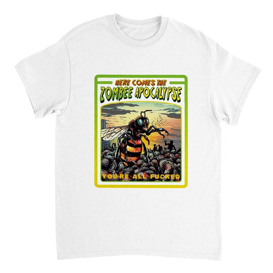 Here Comes The Zombee Apocalypse T-Shirt - zombee Tshirt - Unisex Crewneck T-shirt Australia Online Color White / S