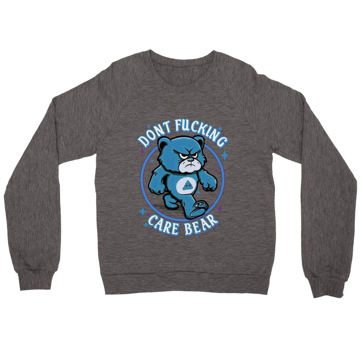 I Dont Fucking Care Bear Jumper Adults Jumpers Charcoal Heather / S Bee Clothing Australia
