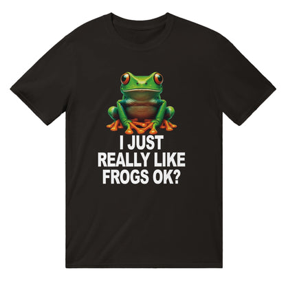 I Just Really Like Frogs Ok T-Shirt Graphic Tee Australia Online Black / S