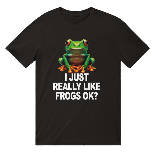 I Just Really Like Frogs Ok T-Shirt Graphic Tee Australia Online Black / S