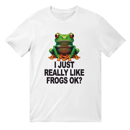 I Just Really Like Frogs Ok T-Shirt Graphic Tee Australia Online White / S