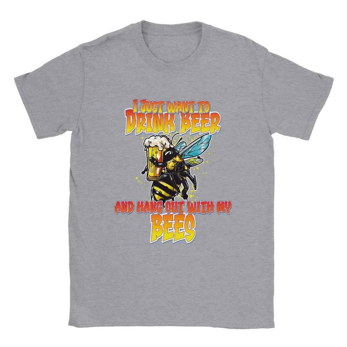 I just want to drink beer and hang out with my bees - Classic Unisex Crewneck T-shirt Australia Online Color
