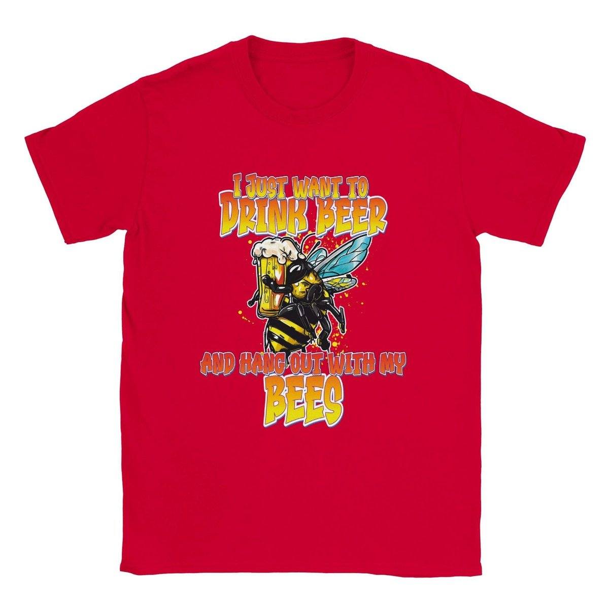 I just want to drink beer and hang out with my bees - Classic Unisex Crewneck T-shirt Australia Online Color Red / S