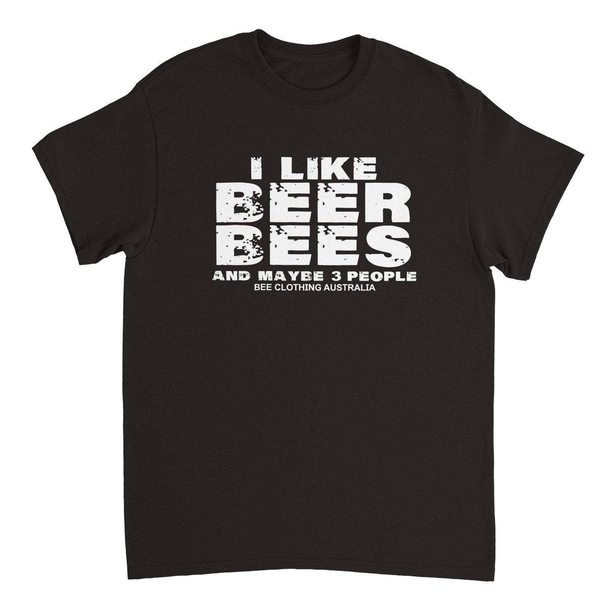 I Like Bees Beer And Maybe 3 People T-Shirt - beekeeper slogan Tshirt - Unisex Crewneck T-shirt Australia Online Color