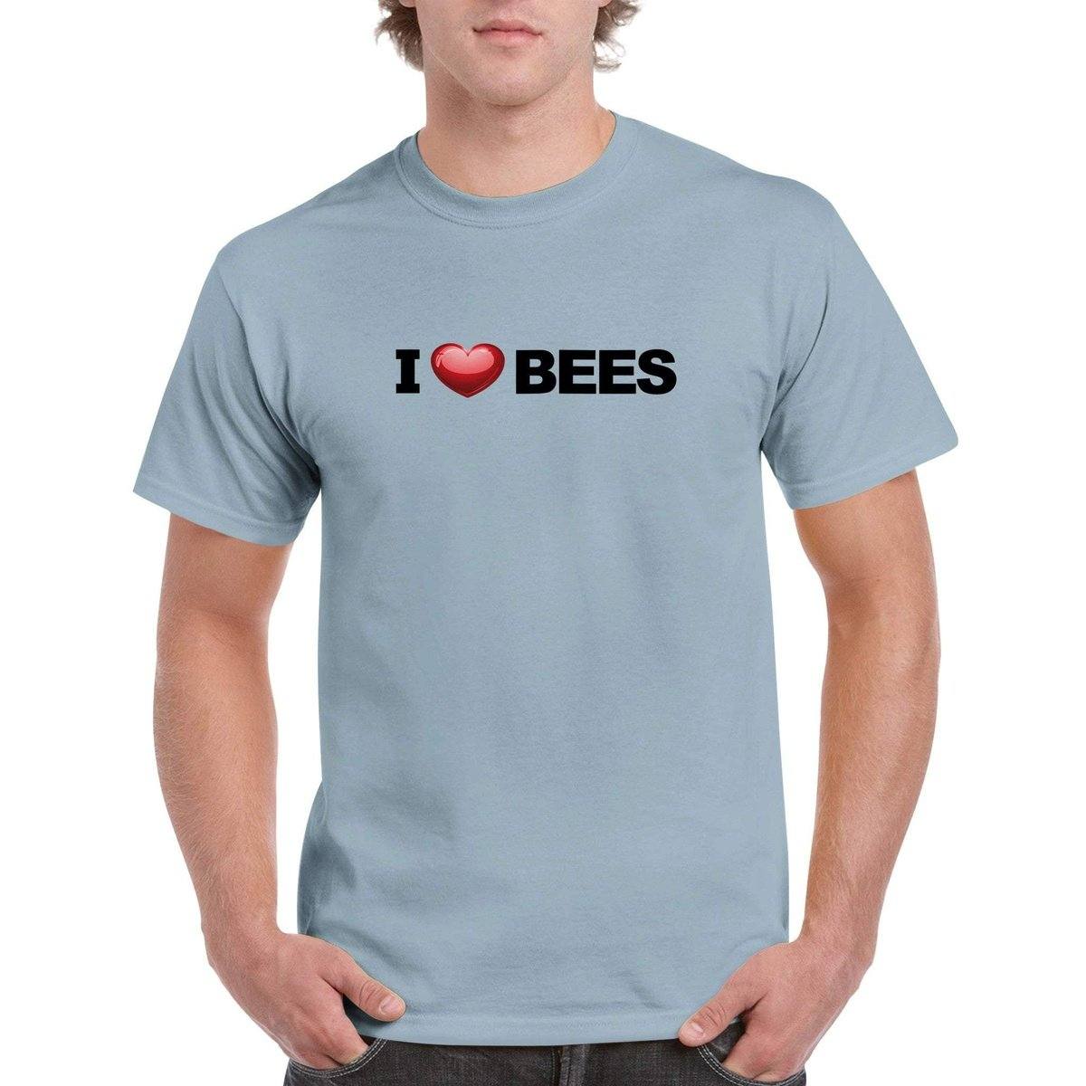 i Love Bees T-Shirt - i love bees Loveheart Tshirt - Unisex Crewneck T-shirt Australia Online Color Light Blue / S