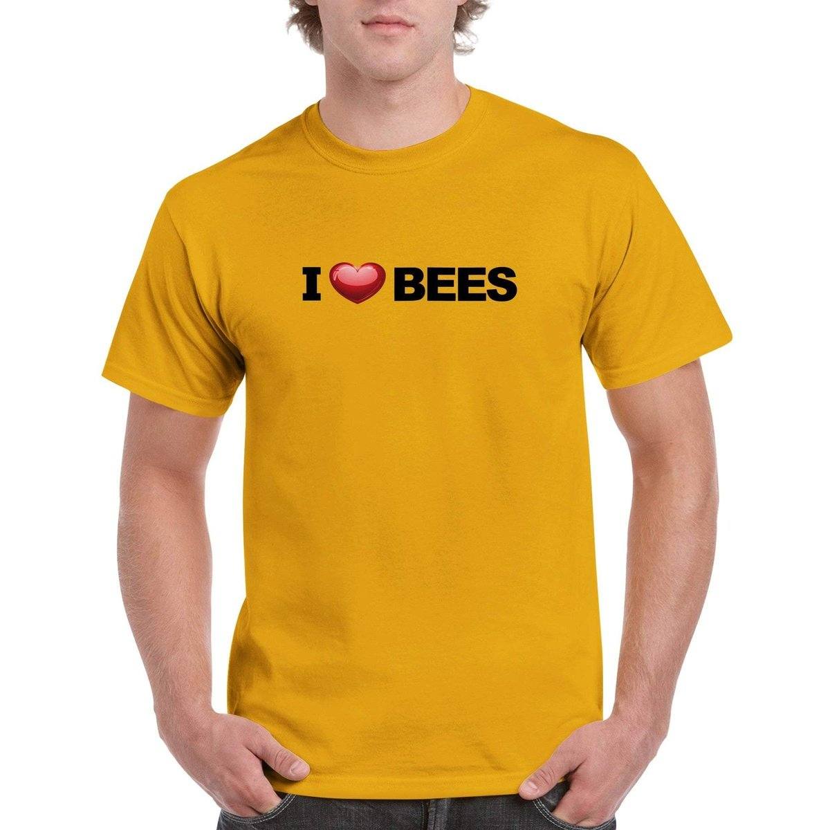 i Love Bees T-Shirt - i love bees Loveheart Tshirt - Unisex Crewneck T-shirt Australia Online Color Gold / S
