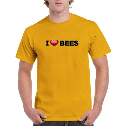 i Love Bees T-Shirt - i love bees Loveheart Tshirt - Unisex Crewneck T-shirt Australia Online Color Gold / S