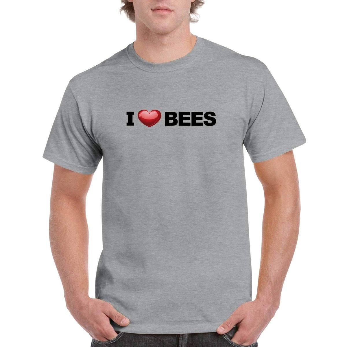 i Love Bees T-Shirt - i love bees Loveheart Tshirt - Unisex Crewneck T-shirt Australia Online Color Sports Grey / S