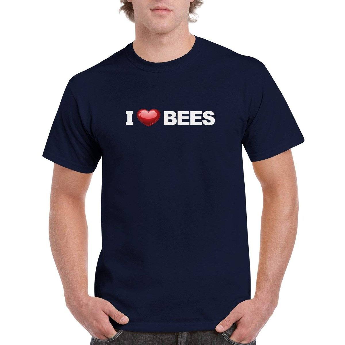 i Love Bees T-Shirt - i love bees Loveheart Tshirt - Unisex Crewneck T-shirt Australia Online Color Navy / S