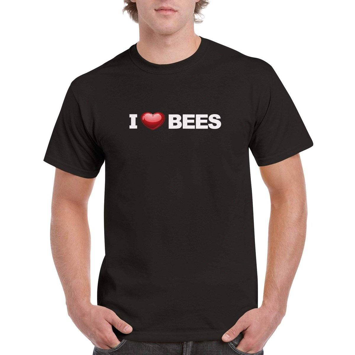 i Love Bees T-Shirt - i love bees Loveheart Tshirt - Unisex Crewneck T-shirt Australia Online Color Black / S