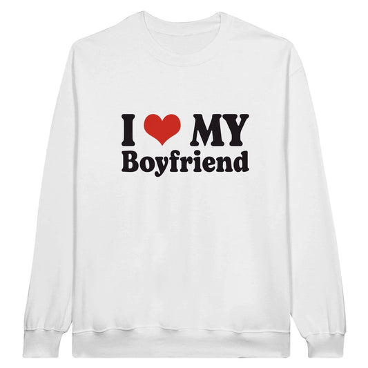 I Love My Boyfriend Jumper Graphic Tee Australia Online White / S