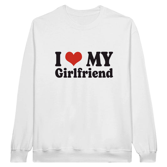 I Love My Girlfriend Jumper Graphic Tee Australia Online White / S