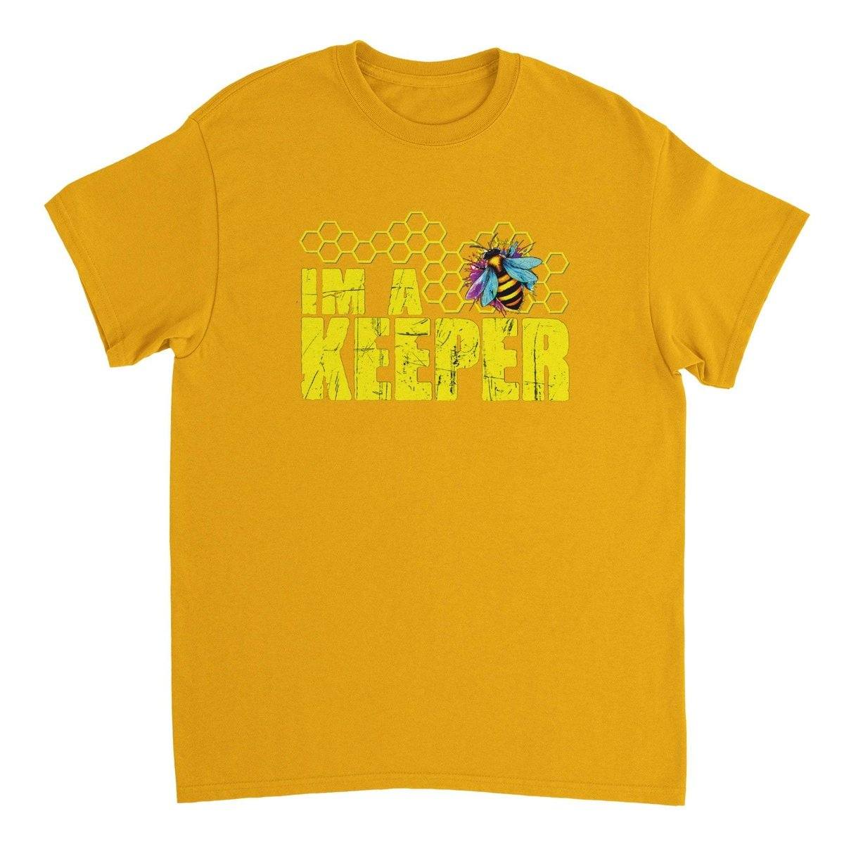 I'm a keeper Tshirt - Neon Bee - Unisex Crewneck T-shirt Australia Online Color Gold / S