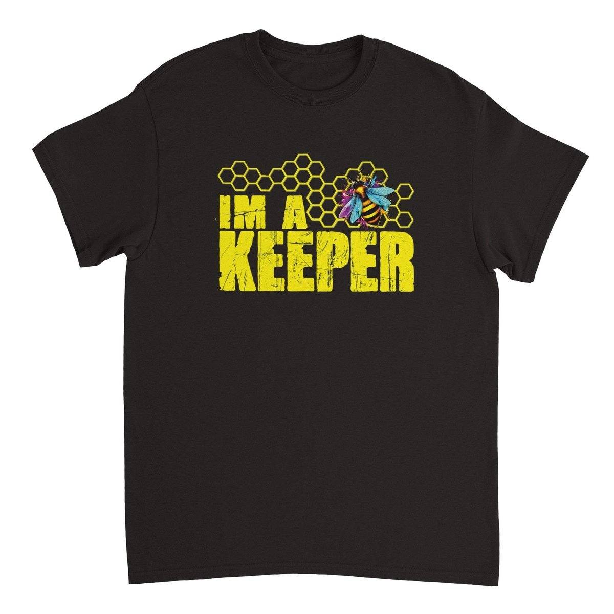 I'm a keeper Tshirt - Neon Bee - Unisex Crewneck T-shirt Australia Online Color Black / S