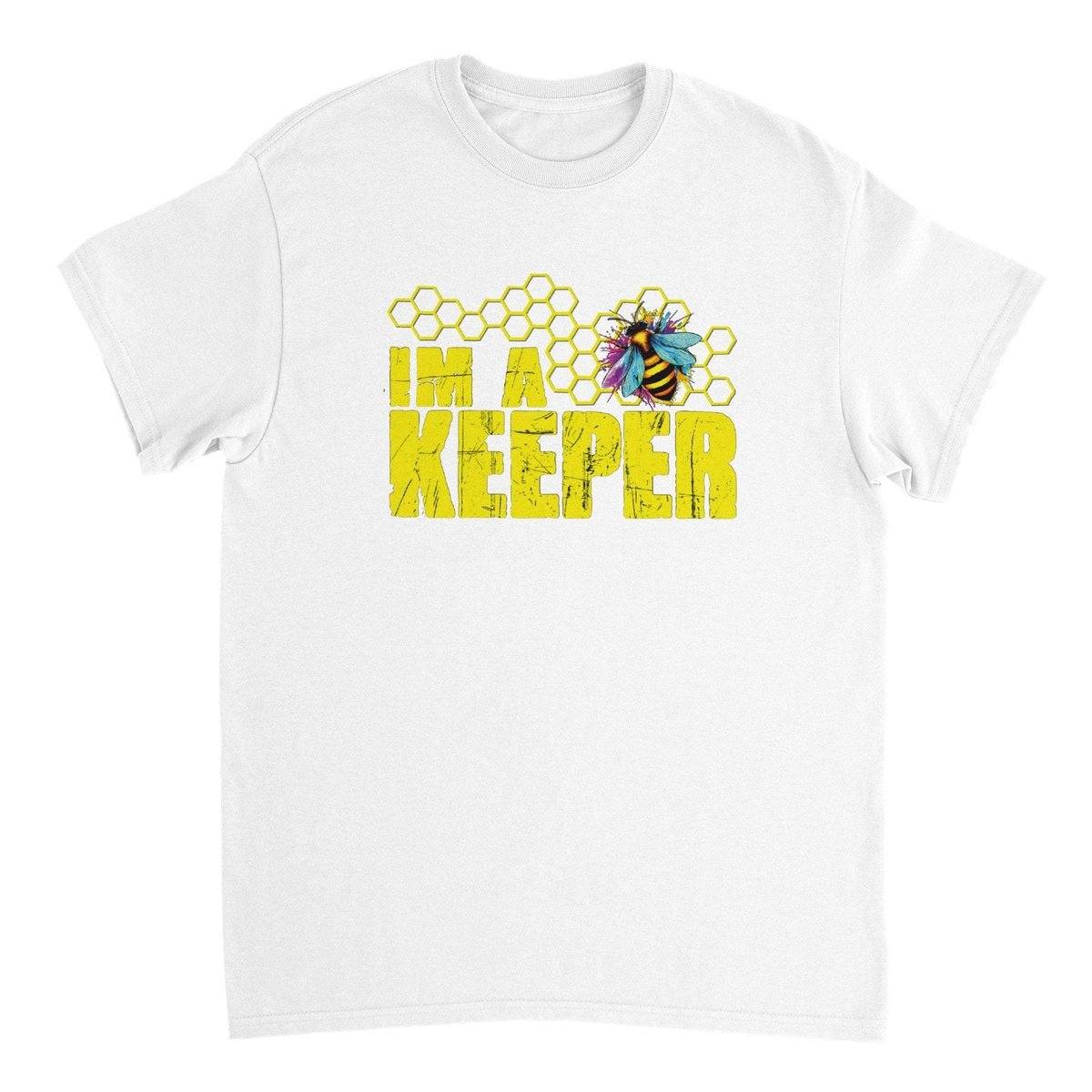 I'm a keeper Tshirt - Neon Bee - Unisex Crewneck T-shirt Australia Online Color White / S