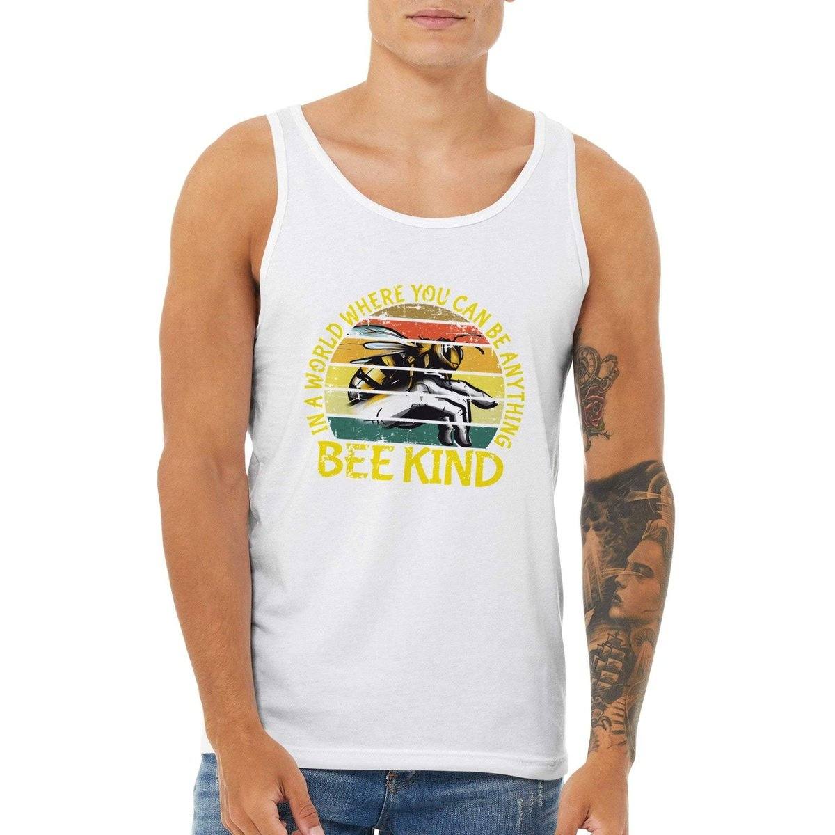 In a world where you can be anything bee kind Tank Top - Retro Vintage Bee - Premium Unisex Tank Top Australia Online Color White / XS