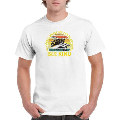 In a world where you can be anything bee kind Tshirt - Retro Vintage Bee - Unisex Crewneck T-shirt Australia Online Color White / S