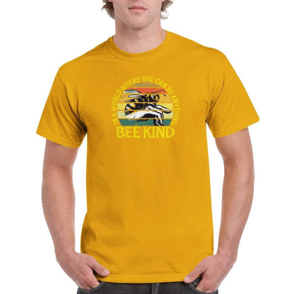 In a world where you can be anything bee kind Tshirt - Retro Vintage Bee - Unisex Crewneck T-shirt Australia Online Color Gold / S