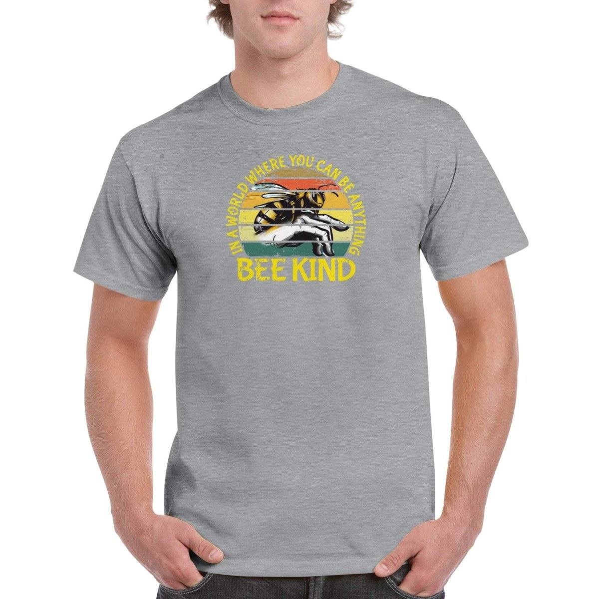 In a world where you can be anything bee kind Tshirt - Retro Vintage Bee - Unisex Crewneck T-shirt Australia Online Color Sports Grey / S