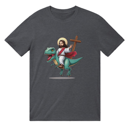 Jesus Riding A Dinosaur T-SHIRT Graphic Tee Dark Heather / S BC Australia