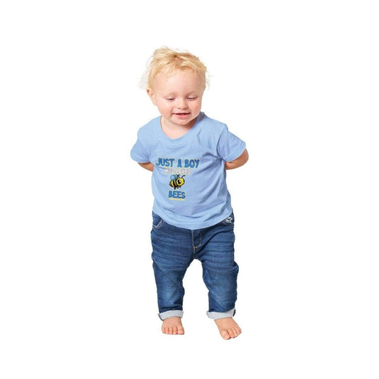 Just a Boy who loves bees T-Shirt - Baby Bee T-Shirts- Classic Baby Crewneck T-shirt Australia Online Color Baby Blue / 6m