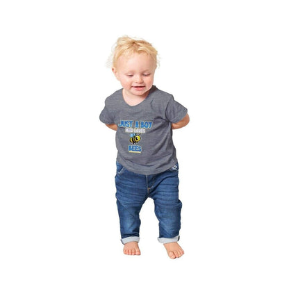 Just a Boy who loves bees T-Shirt - Baby Bee T-Shirts- Classic Baby Crewneck T-shirt Australia Online Color Heather Gray / 6m