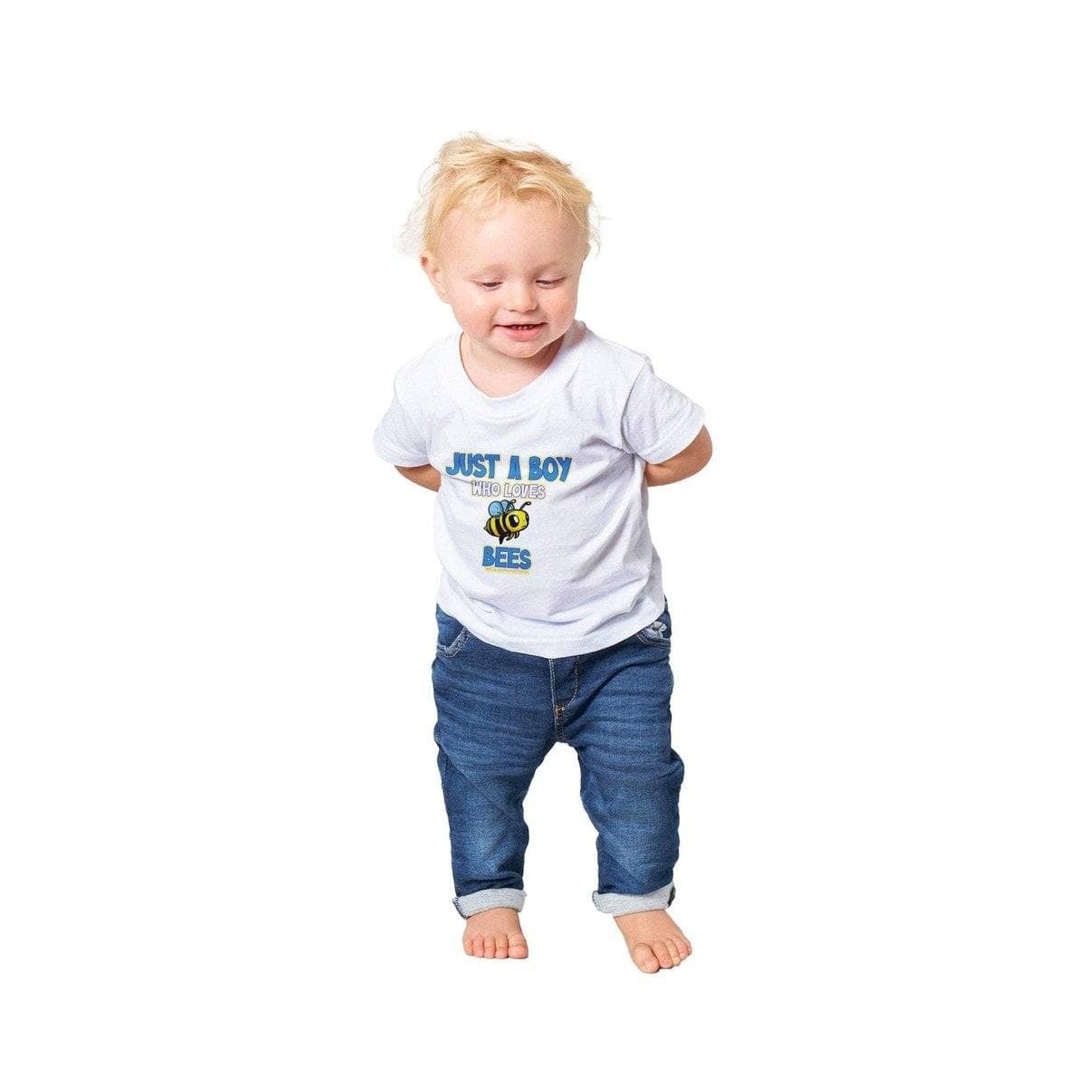 Just a Boy who loves bees T-Shirt - Baby Bee T-Shirts- Classic Baby Crewneck T-shirt Australia Online Color White / 6m