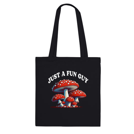 Just A Fungi Tote Bag Graphic Tee Australia Online Black
