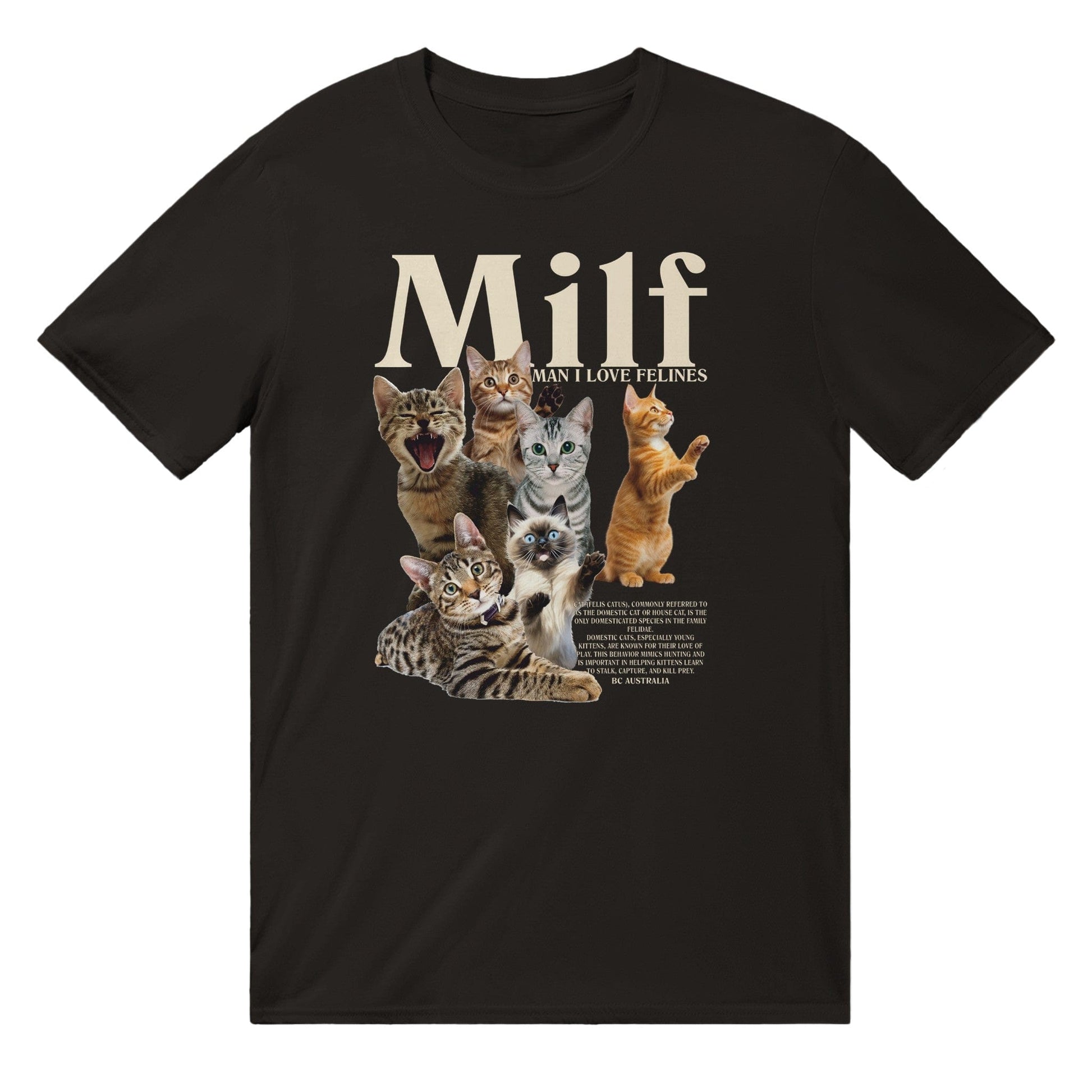 Man I Love Felines T-Shirt Graphic Tee Australia Online Black / S