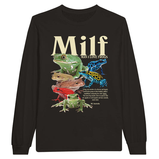 Man I Love Frogs Bootleg Long Sleeve T-Shirt Graphic Tee Australia Online Black / S