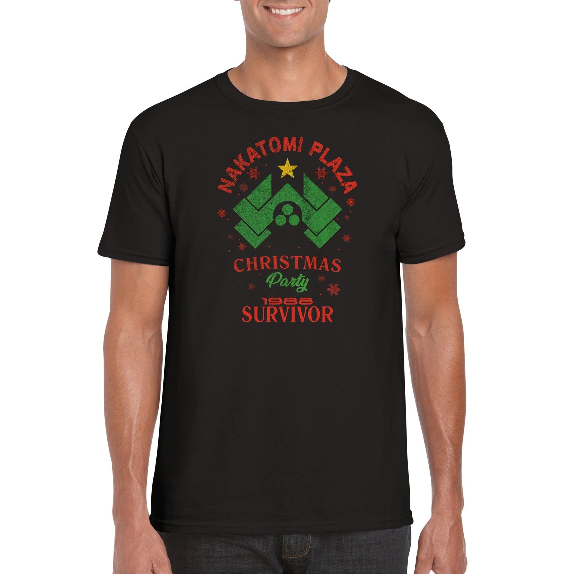 NAKATOMI PLAZA CHRISTMAS PARTY SURVIVOR T-Shirt Australia Online Color Black / S