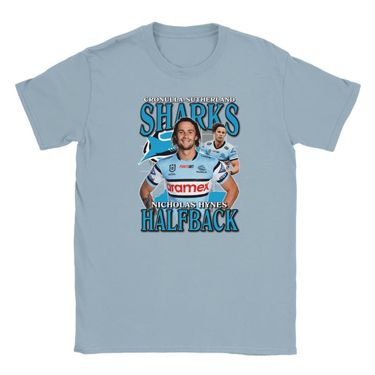 Nicho Hynes Cronulla Sharks Kids T-shirt Graphic Tee Australia Online Light Blue / S