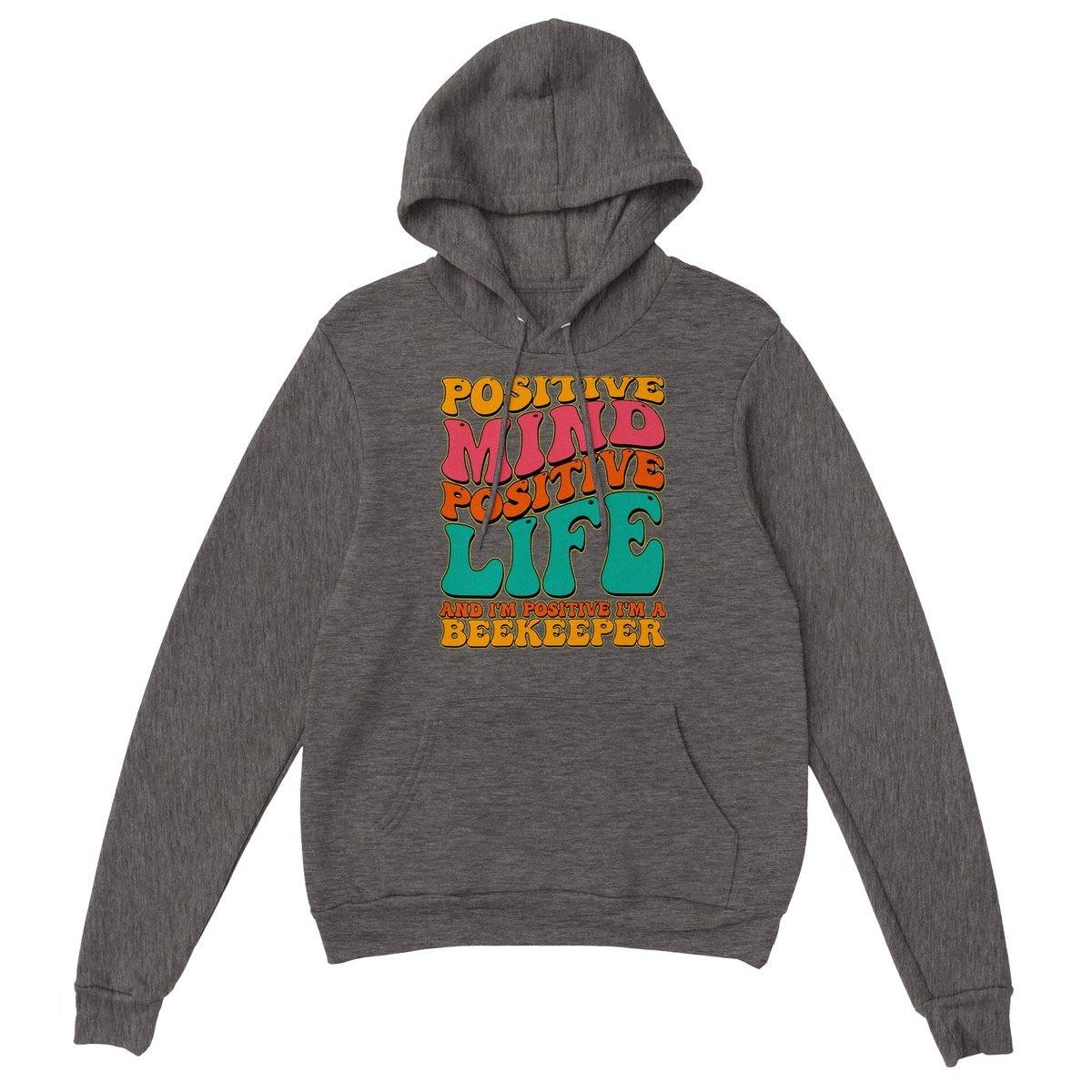 Positive Mind Positive Life Hoodie - Funny Bees Groovy Hoodie - Premium Unisex Pullover Hoodie Australia Online Color Charcoal Heather / XS