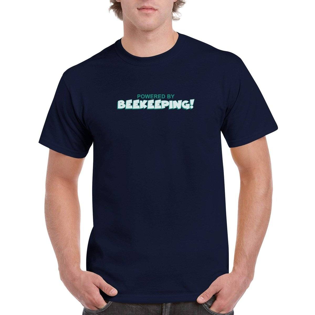 Powered By Beekeeping T-Shirt - funny beekeeper Tshirt - Unisex Crewneck T-shirt Australia Online Color Navy / S