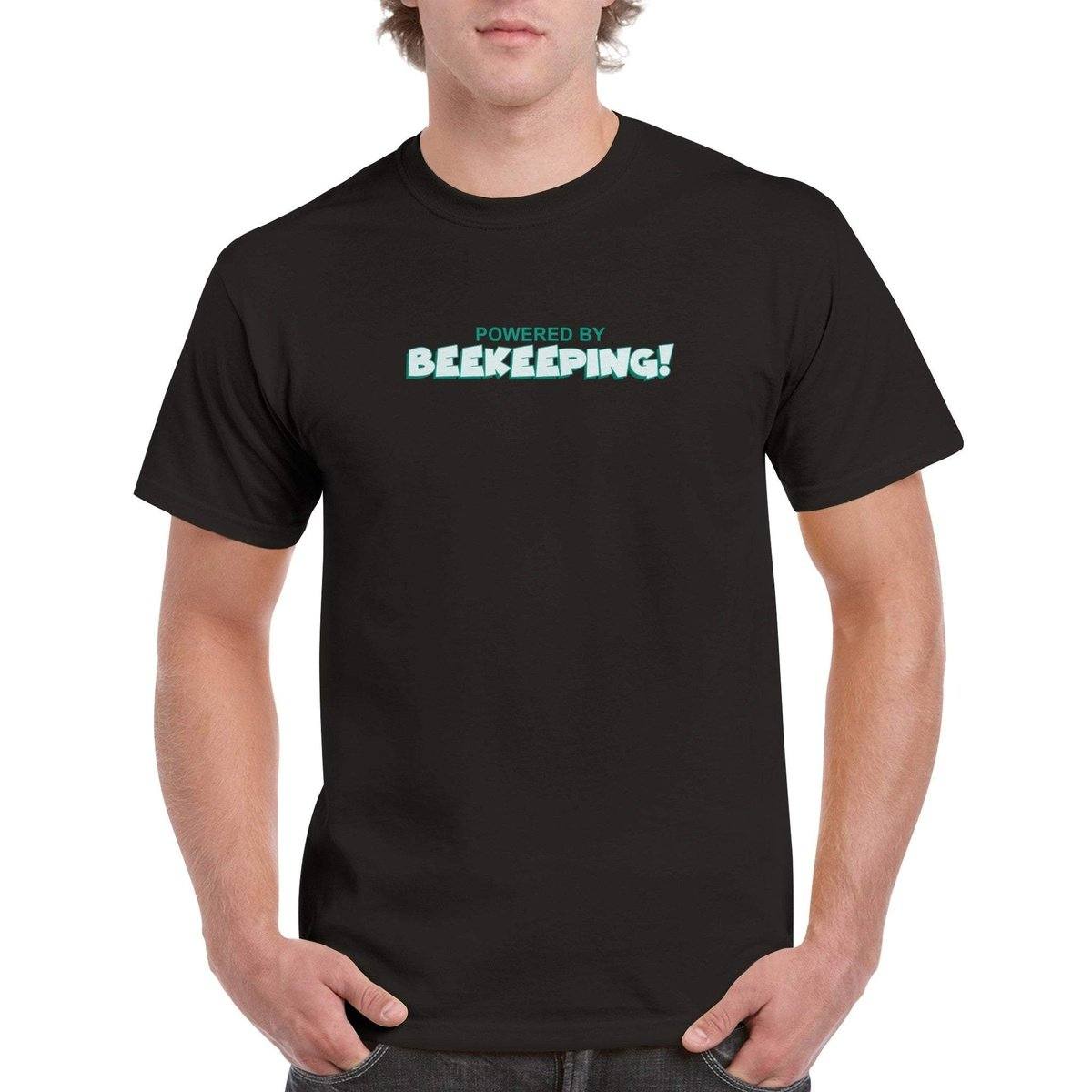 Powered By Beekeeping T-Shirt - funny beekeeper Tshirt - Unisex Crewneck T-shirt Australia Online Color Black / S