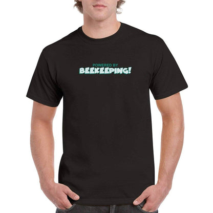 Powered By Beekeeping T-Shirt - funny beekeeper Tshirt - Unisex Crewneck T-shirt Australia Online Color Black / S