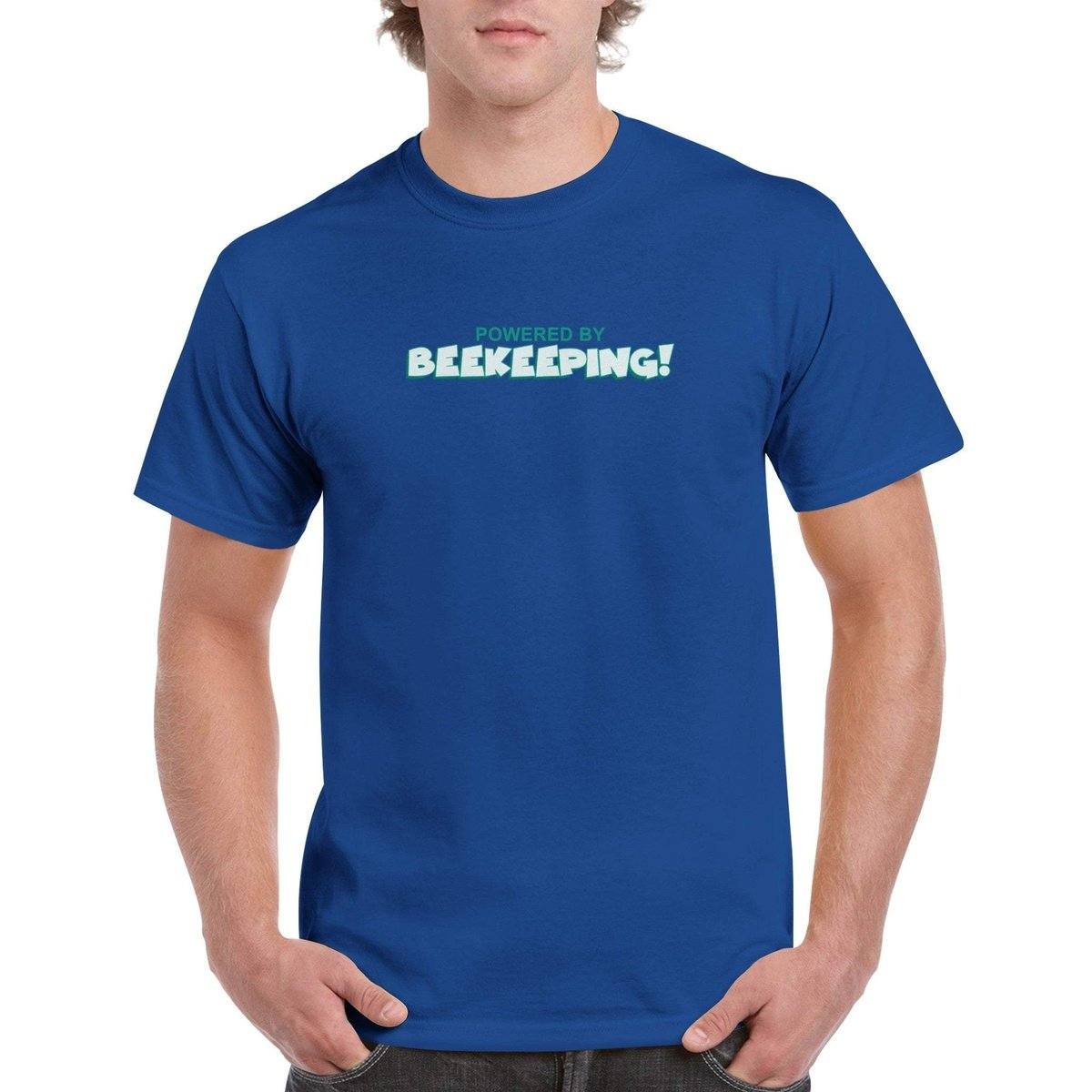Powered By Beekeeping T-Shirt - funny beekeeper Tshirt - Unisex Crewneck T-shirt Australia Online Color Royal / S