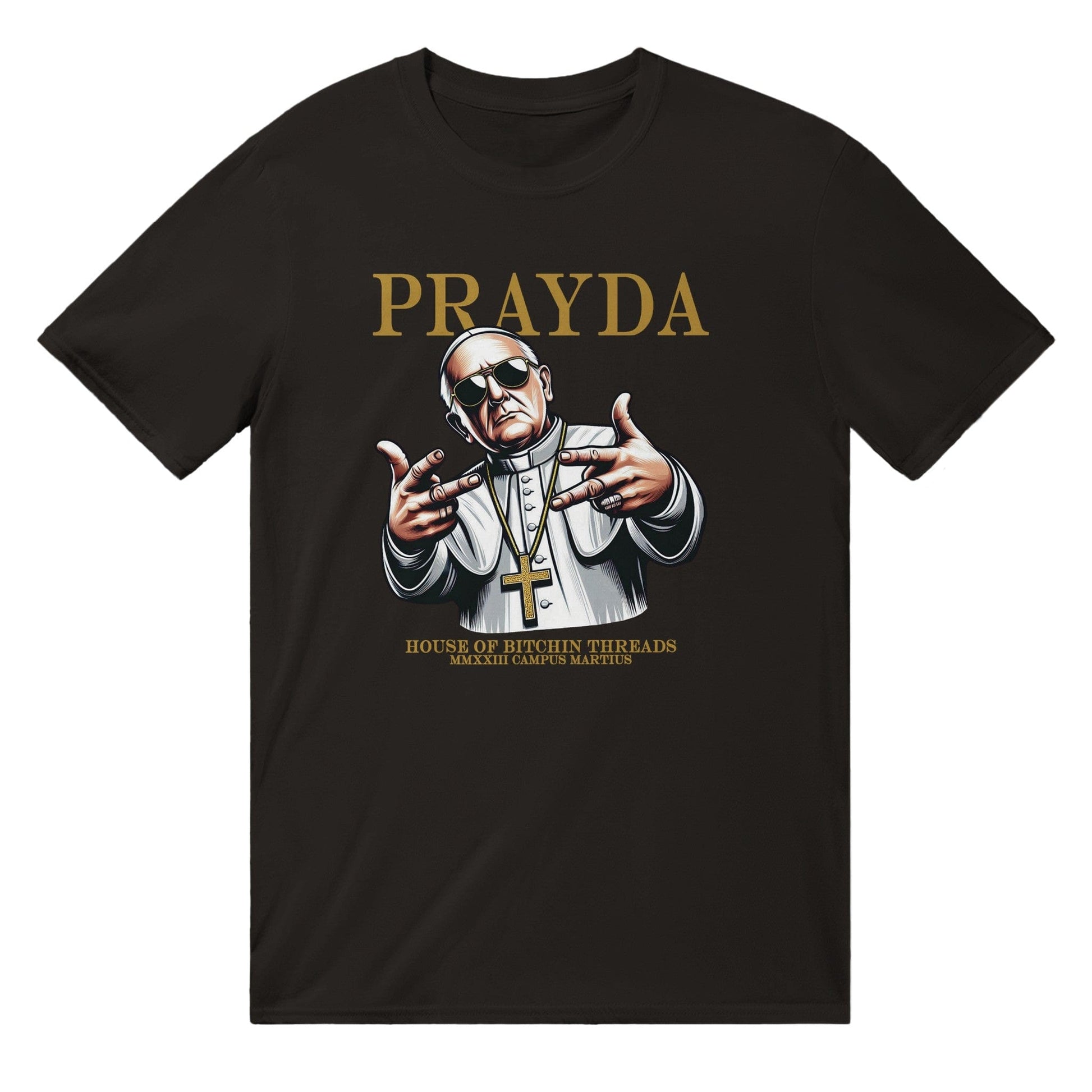 Prayda Pope T-Shirt Graphic Tee Australia Online Black / S