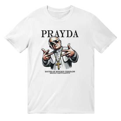 Prayda Pope T-Shirt Graphic Tee Australia Online White / S