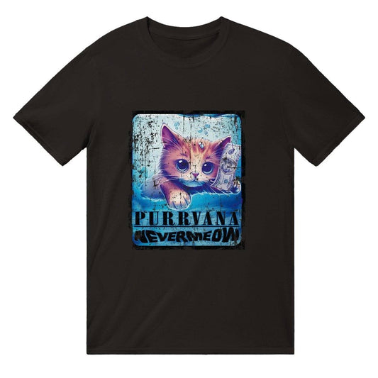 Purrvana NeverMeow T-SHIRT Australia Online Color Black / Mens / S | Purrvana Nirvana Cat T-Shirt | Purrvana Cat T-Shirt