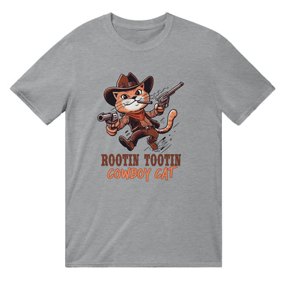 Rootin Tootin Cowboy Cat T-Shirt Australia Online Color Sports Grey / S