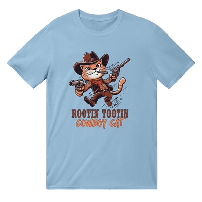 Rootin Tootin Cowboy Cat T-Shirt Australia Online Color Light Blue / S