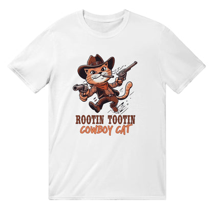 Rootin Tootin Cowboy Cat T-Shirt Australia Online Color White / S