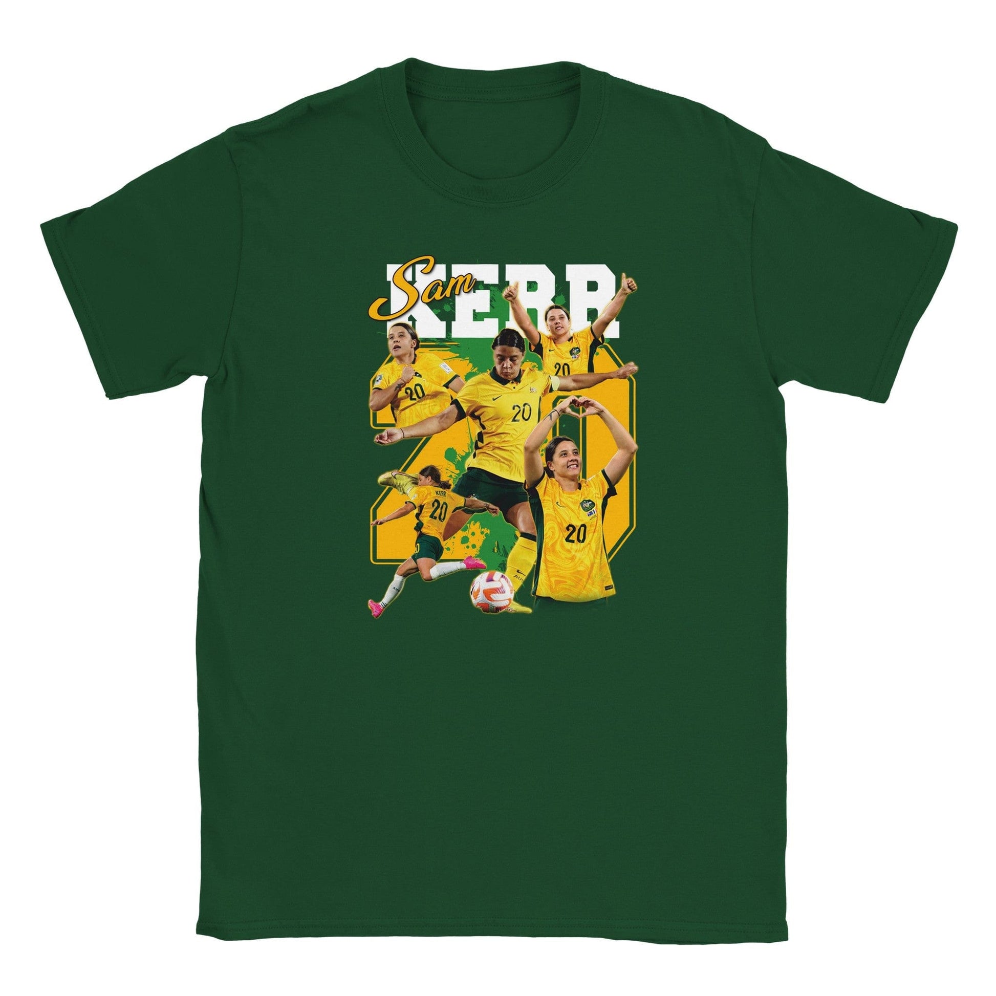 Sam Kerr Matildas Kids T-Shirt Graphic Tee Australia Online Forest Green / S