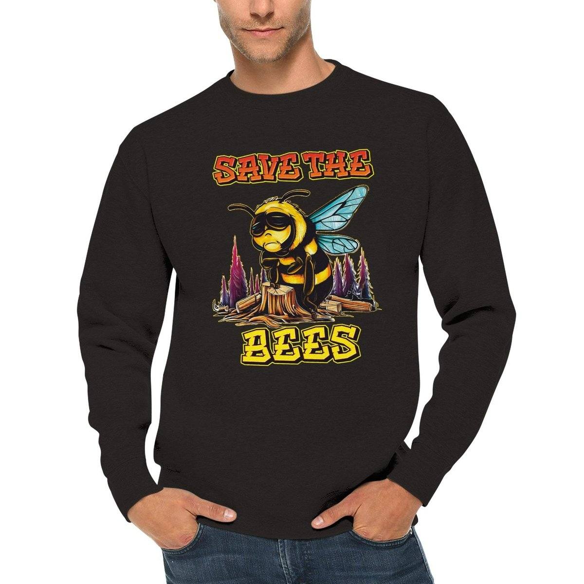 Save The Bees Jumper - Crying Bee - Premium Unisex Crewneck Sweatshirt Australia Online Color Black / S