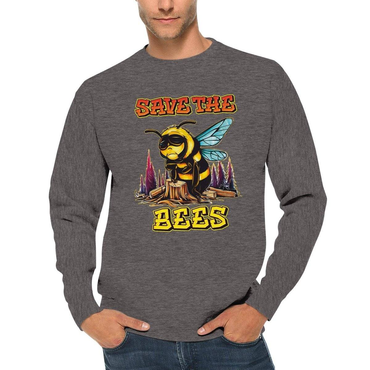 Save The Bees Jumper - Crying Bee - Premium Unisex Crewneck Sweatshirt Australia Online Color Charcoal Heather / S