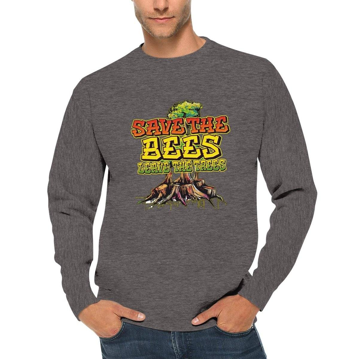 Save The Bees Jumper - Leave The Trees - Stumps - Premium Unisex Crewneck Sweatshirt Australia Online Color Charcoal Heather / S