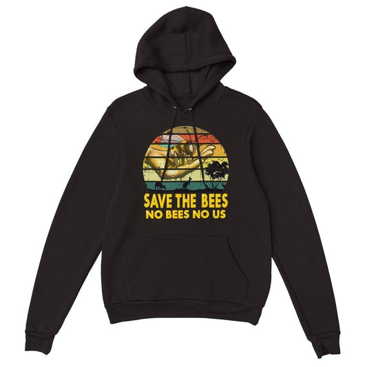 Save The Bees No Bees No Us Hoodie - Retro Vintage Bee Hoodie - Premium Unisex Pullover Hoodie Australia Online Color